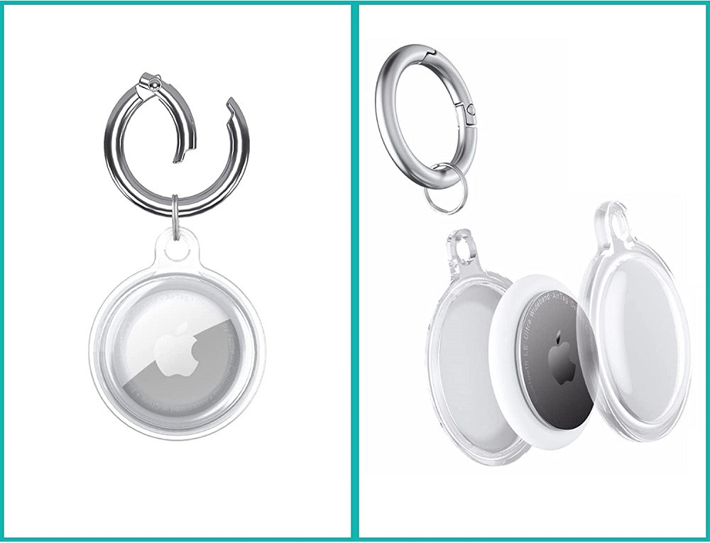 Apple AirTag szilikon tok, karabíner, Wooze AirTag Bubble, átlátszó/fekete termék 2. képe