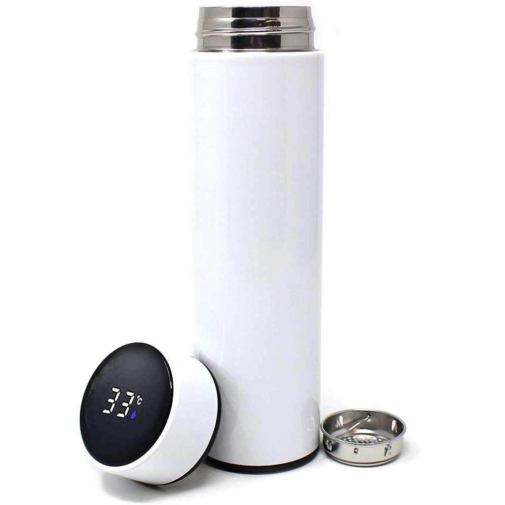 Prémium fémfalú termosz, hőtartó, LED-es érintő képernyős hőmérséklet kijelzővel, 500 ml, Wooze Keep Warm, fehér termék 2. képe