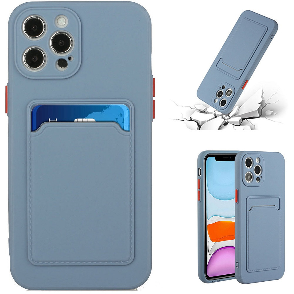 Huawei Honor 50 Lite / Nova 8i, Szilikon tok, kártyatartóval, Wooze Card Slot, leander-szürke termék 2. képe