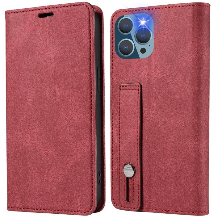 OnePlus 9 Pro, Oldalra nyíló tok, stand, kártyatartóval, kézpánttal, Wooze Business Plus, piros termék 2. képe