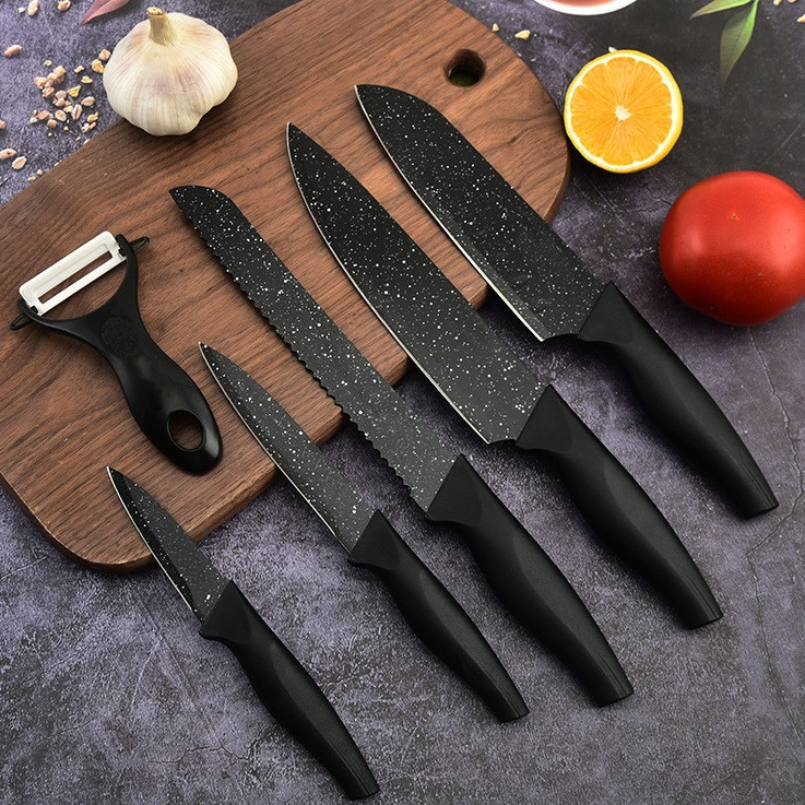 Konyhai késkészlet, 6 db-os, dobozban, Wooze Handle Knife, fekete termék 2. képe