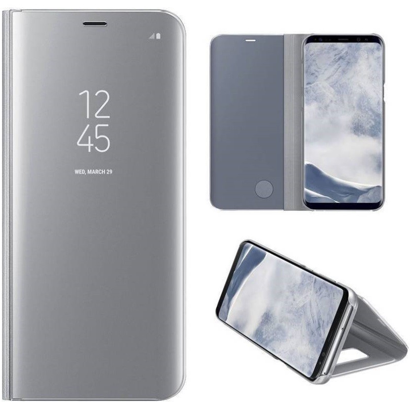 Huawei P40 Pro, Oldalra nyíló tok, hívás mutatóval, Smart View Cover, ezüst (utángyártott) termék 2. képe