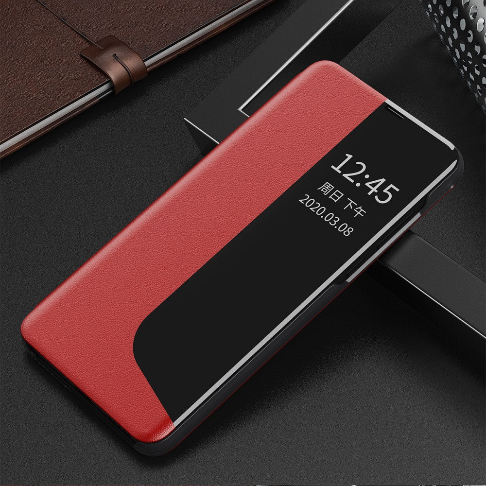 Huawei P30, Oldalra nyíló tok, stand, hívás mutatóval, Wooze FashionBook, piros termék 2. képe