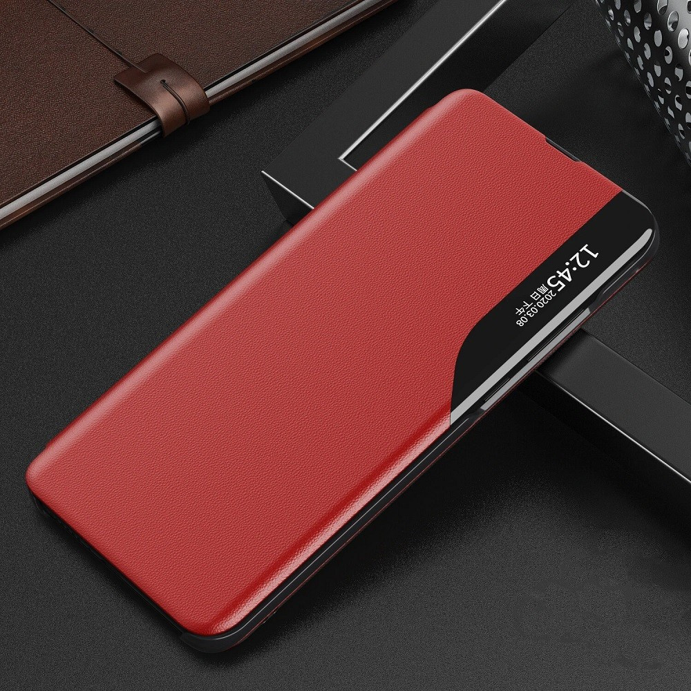 Xiaomi Redmi Note 9S / 9 Pro / 9 Pro Max, Oldalra nyíló tok, stand, hívás mutatóval, Wooze FashionBook, piros termék 2. képe
