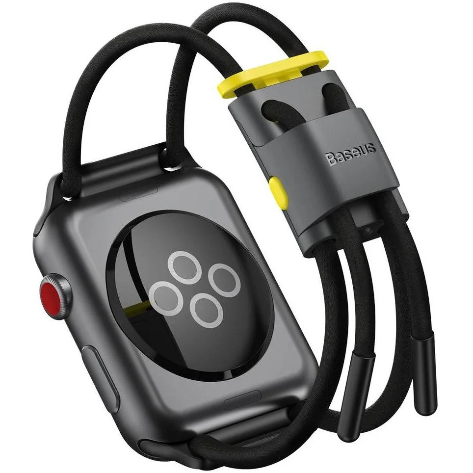 Apple Watch 3-6, SE (38 / 40 mm), textíl pótszíj, állítható, légáteresztő, Baseus Lets Go, fekete termék 2. képe