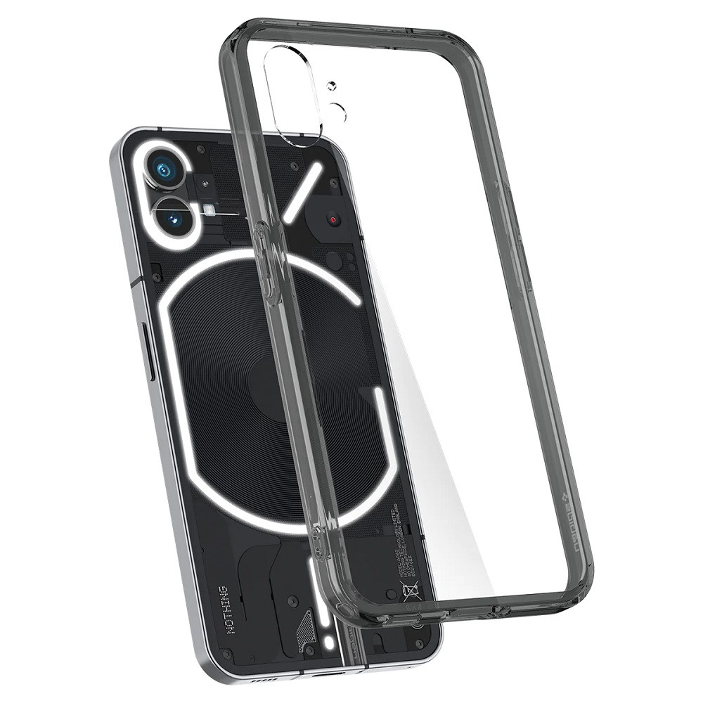 Nothing Phone 1, Műanyag hátlap védőtok + szilikon keret, Spigen Ultra Hybrid, átlátszó/füst termék 2. képe