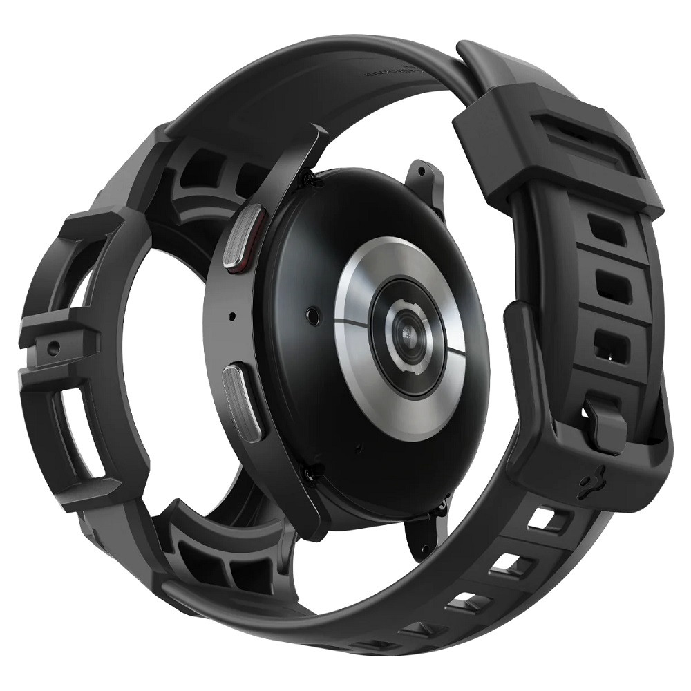 Samsung Galaxy Watch 5 Pro SM-R925F, Szilikon védőkeret, ütésálló, szíjjal, Spigen Rugged Armor Pro, fekete termék 2. képe