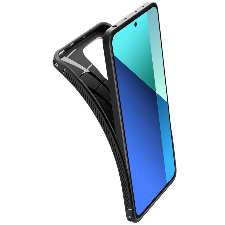Xiaomi Redmi Note 13 4G, Szilikon tok, Spigen Rugged Armor, karbon minta, fekete termék 2. képe