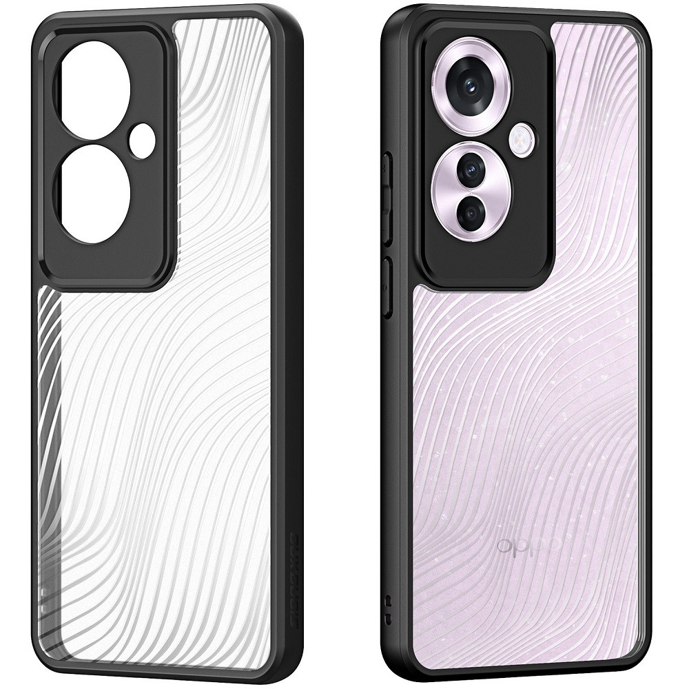 Oppo Reno11 F, Műanyag hátlap védőtok + szilikon keret, hullám minta, Dux Ducis Aimo, áttetsző/fekete termék 2. képe