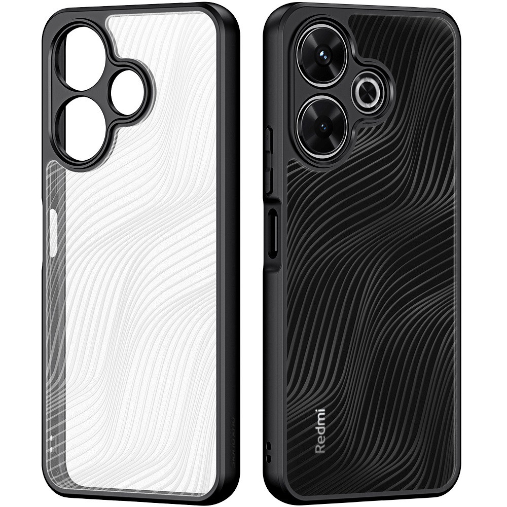 Xiaomi Redmi 13 4G / Note 13R / Poco M6 4G, Műanyag hátlap védőtok + szilikon keret, hullám minta, Dux Ducis Aimo, áttetsző/fekete termék 2. képe