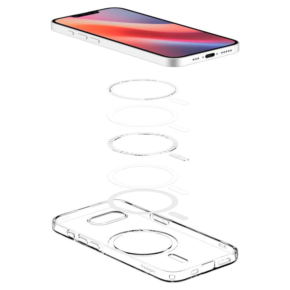 Apple iPhone 16e, Szilikon tok, Magsafe töltővel kompatibilis, Spigen Crystal Flex Mag, átlátszó termék 2. képe