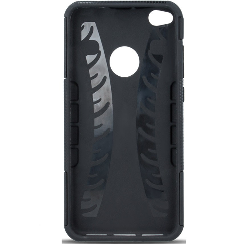 Huawei Mate 30 / 30 5G, Műanyag hátlap védőtok, Defender, kitámasztóval és szilikon belsővel, autógumi minta, fekete termék 2. képe
