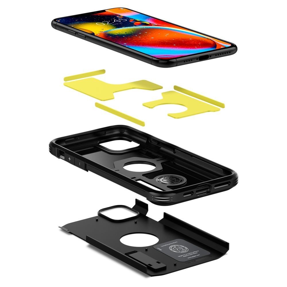 Samsung Galaxy A41 SM-A415F, Szilikon tok + műanyag hátlap, kitámasztóval, Spigen Tough Armor, fekete termék 2. képe