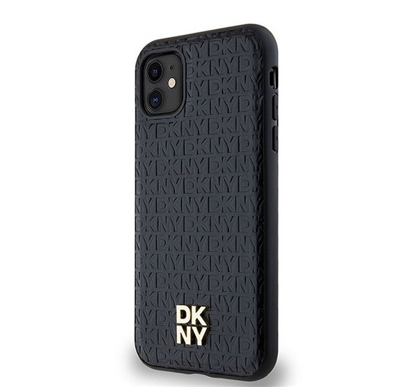 DKNY PU Leather Repeat Pattern Stack Logo Apple iPhone 11 Magsafe kompatibilis hátlap tok, fekete termék 2. képe