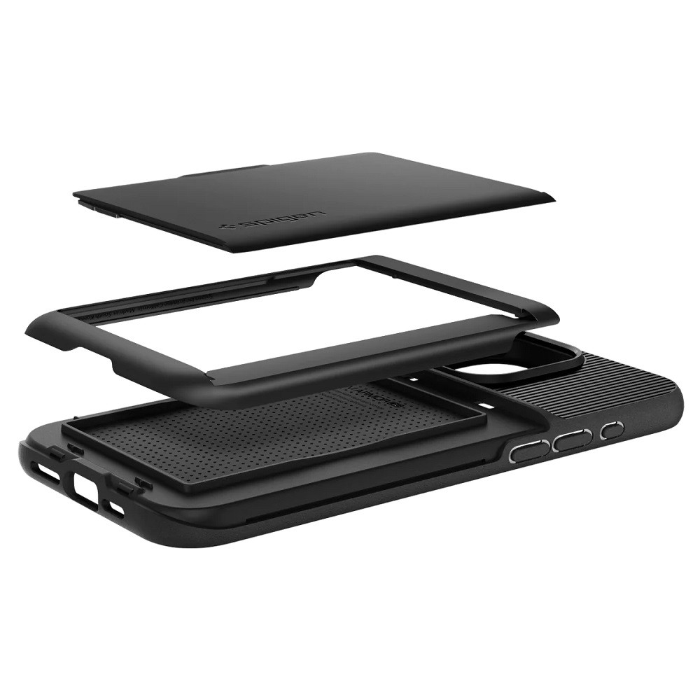 Apple iPhone 15 Pro Max, Szilikon tok, műanyag hátlappal, Spigen Slim Armor CS, fekete termék 2. képe