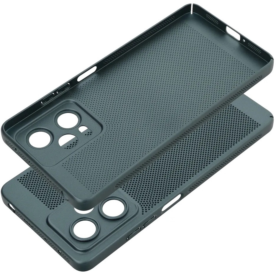 Samsung Galaxy S24 Ultra SM-S928, Műanyag hátlap védőtok, légáteresztő, lyukacsos minta, Breezy, sötétzöld termék 2. képe
