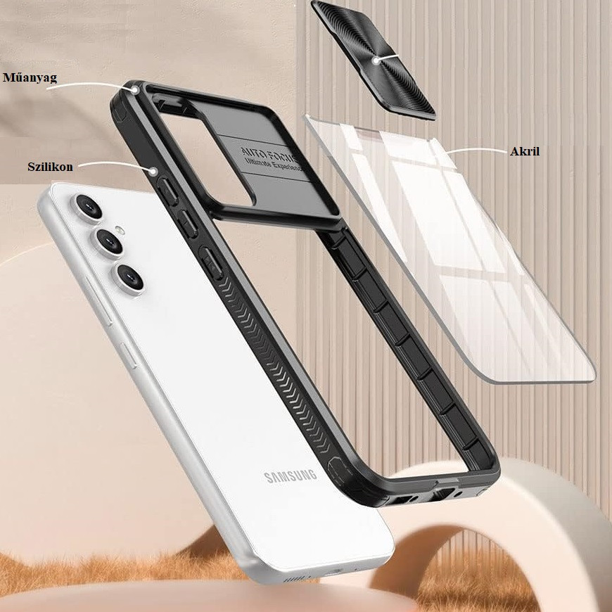 Samsung Galaxy S22 5G SM-S901, Műanyag hátlap + szilikon keret, átlátszó akril hátlap, kamera védelem, Wooze Trendy, rózsaszín/kék termék 2. képe