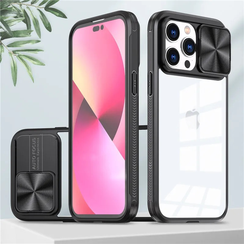 Apple iPhone 16 Plus, Műanyag hátlap + szilikon keret, átlátszó akril hátlap, kamera védelem, Wooze Trendy, fekete termék 2. képe
