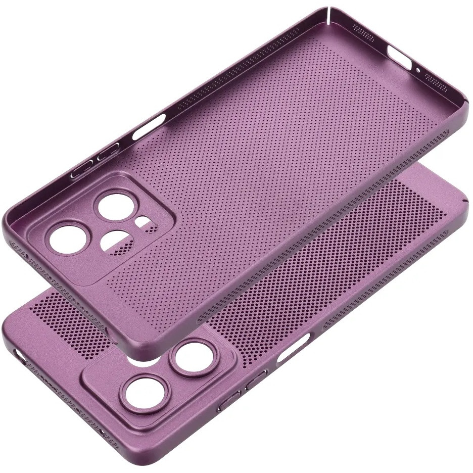 Apple iPhone 16, Műanyag hátlap védőtok, légáteresztő, lyukacsos minta, Breezy, lila termék 2. képe