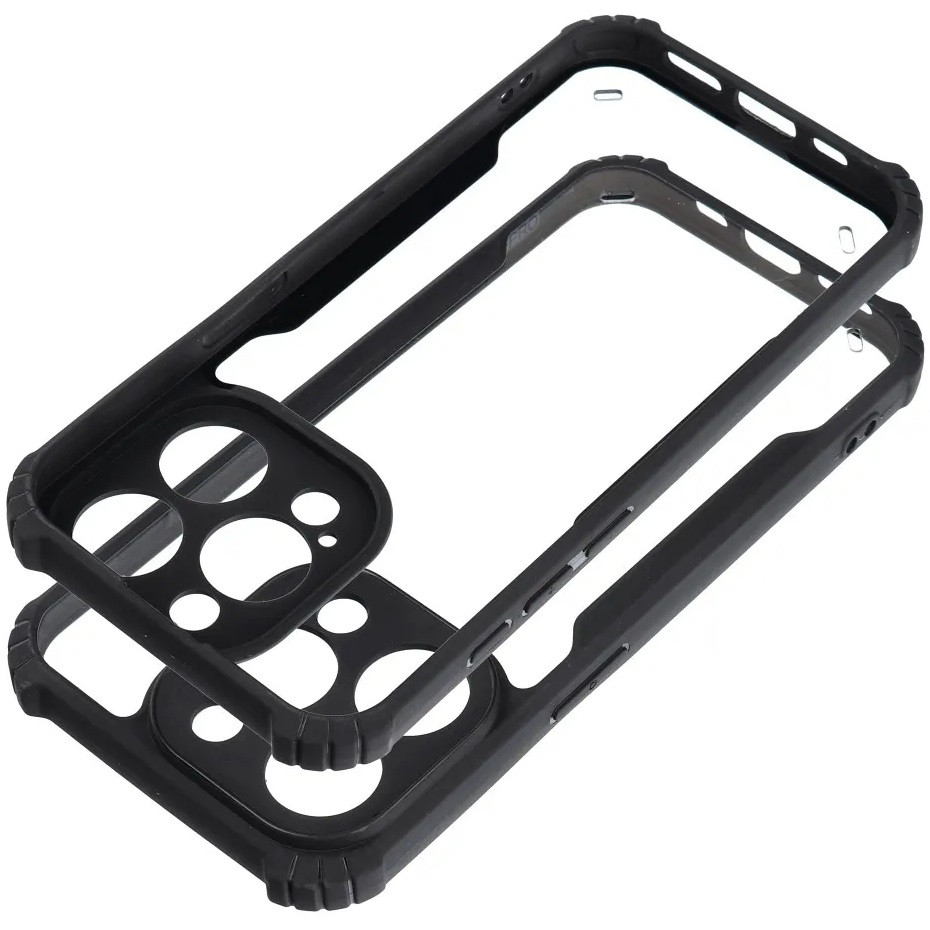 Samsung Galaxy S25 SM-S931, Szilikon tok, közepesen ütésálló, légpárnás sarok, akril hátlap, Anti-Drop Case, átlátszó/fekete termék 2. képe