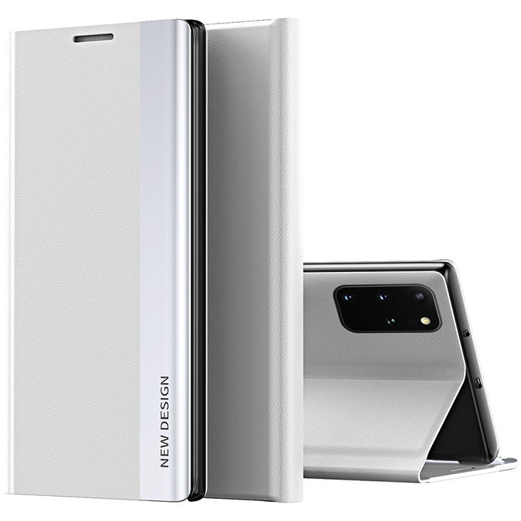Huawei P40 Lite, Oldalra nyíló tok, stand, Wooze Silver Line, világosszürke akciós termékkép 1