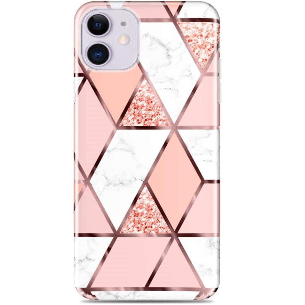 Samsung Galaxy A71 5G SM-A716F, Szilikon tok, sokszöges márvány minta, Wooze Geometric Marble, színes/rózsaszín akciós termékkép 1