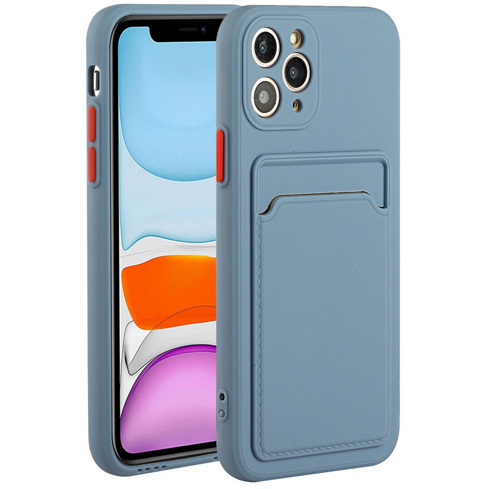 Huawei Honor 50 Lite / Nova 8i, Szilikon tok, kártyatartóval, Wooze Card Slot, leander-szürke akciós termékkép 1