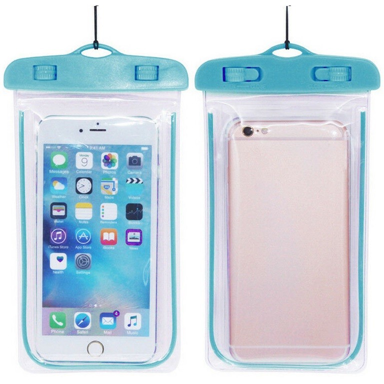 Univerzális vízálló tok, max. 7&quot; méretű készülékekhez, max. 10 méterig, nyakba akasztható, Wooze Waterproof, kék akciós termékkép 1