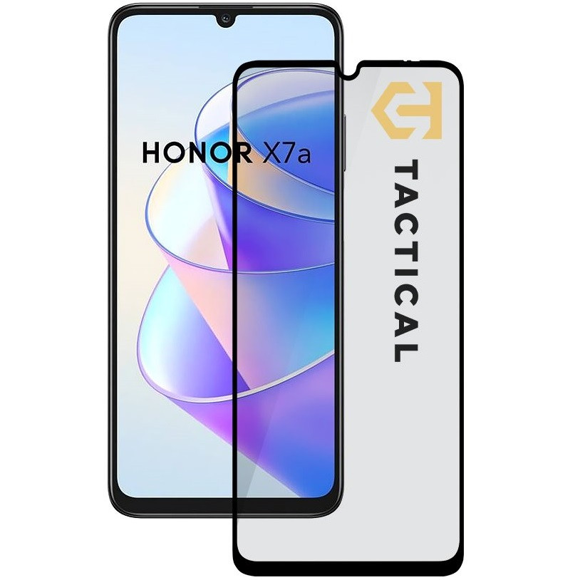Huawei Honor X7a, Kijelzővédő fólia, ütésálló fólia (az íves részre is!), Tempered Glass (edzett üveg), Full Glue, Tactical Glass Shield 5D, fekete akciós termékkép 1
