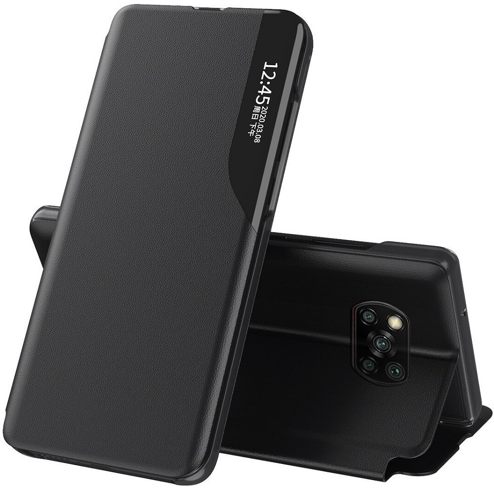 Xiaomi 13, Oldalra nyíló tok, stand, hívás mutatóval, Wooze FashionBook, fekete akciós termékkép 1