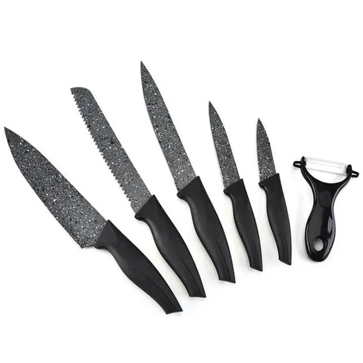 Konyhai késkészlet, 6 db-os, dobozban, Wooze Handle Knife, fekete akciós termékkép 1