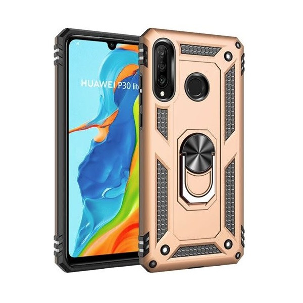 Samsung Galaxy A2 Core SM-A260F, Műanyag hátlap védőtok, közepesen ütésálló, szilikon belső, telefontartó gyűrű, Defender, arany akciós termékkép 1