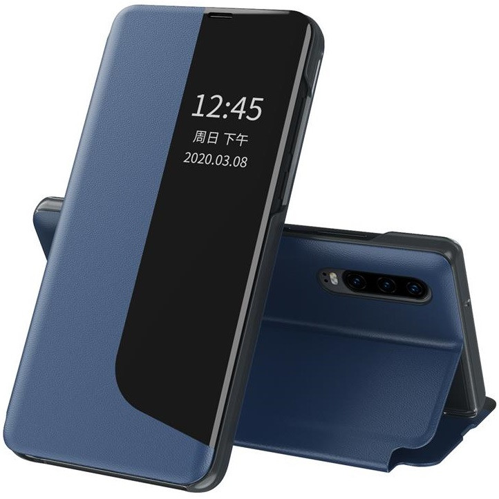 Huawei Mate 40 Pro, Oldalra nyíló tok, stand, hívás mutatóval, Wooze FashionBook, kék akciós termékkép 1