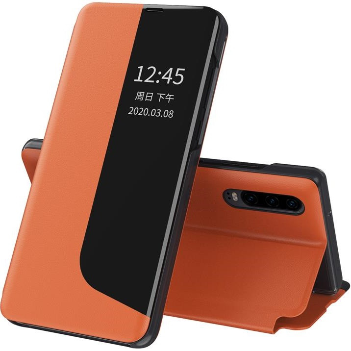 Huawei P20, Oldalra nyíló tok, stand, hívás mutatóval, Wooze FashionBook, sárga akciós termékkép 1