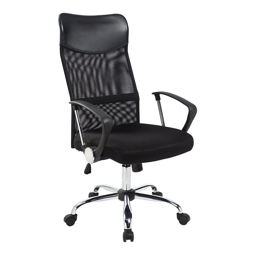 Ergonomikus irodai szék, gurulós, magasított háttámla, gázlift, dönthető, fekete akciós termékkép 1