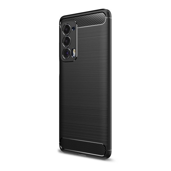 Motorola Edge (2021), Szilikon tok, közepesen ütésálló, szálcsiszolt, karbon minta, fekete akciós termékkép 1