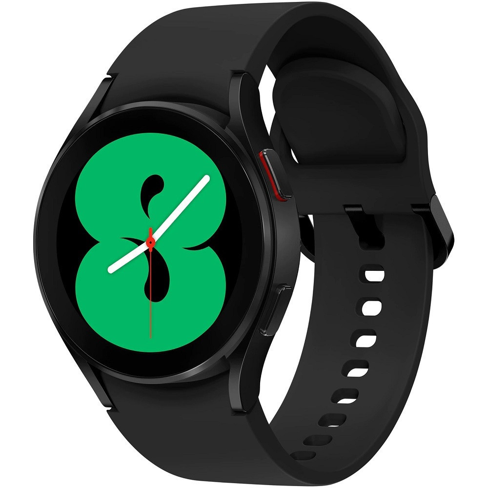 Bluetooth okosóra, szilikon szíj, alumínium keret, v5.0, eSim, aktivitás és egészség mérő, vízálló, hangszóró, Samsung Galaxy Watch 4 (44mm) SM-R875 (LTE), fekete, gyári akciós termékkép 1