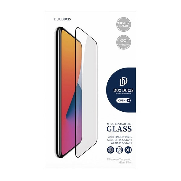 Samsung Galaxy M23 5G SM-M236B, Kijelzővédő fólia, ütésálló fólia (az íves részre is!), Tempered Glass (edzett üveg), Dux Ducis, fekete akciós termékkép 1