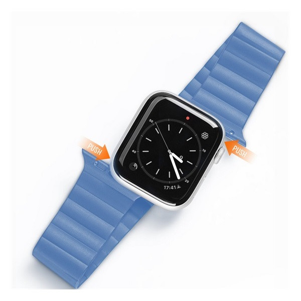 Apple Watch 1-6, SE (42 / 44 mm) / Watch 7 (45 mm), szilikon pótszíj, mágneses zár, Dux Ducis Chain, kék akciós termékkép 1