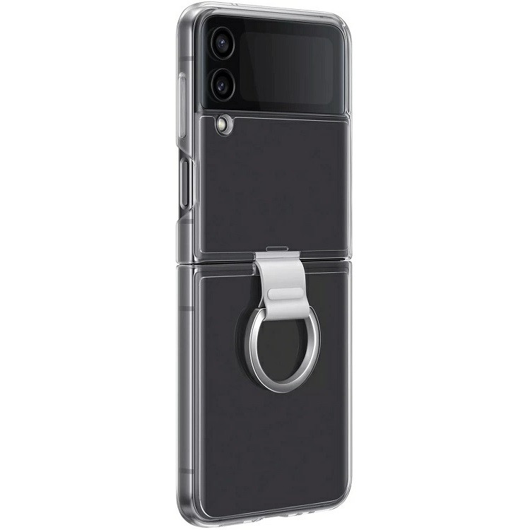 Samsung Galaxy Z Flip4 SM-F721B, Műanyag hátlap védőtok, telefongyűrű, átlátszó, gyári akciós termékkép 1