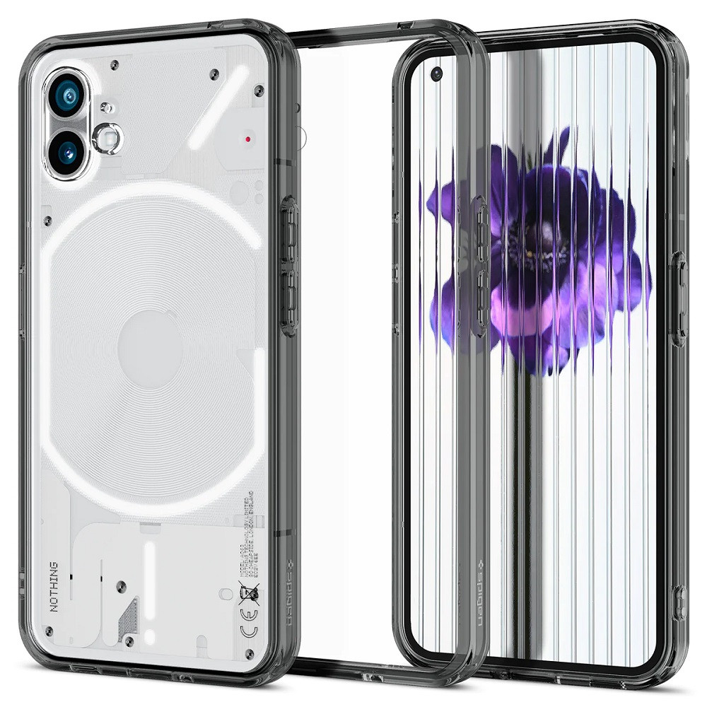 Nothing Phone 1, Műanyag hátlap védőtok + szilikon keret, Spigen Ultra Hybrid, átlátszó/füst akciós termékkép 1
