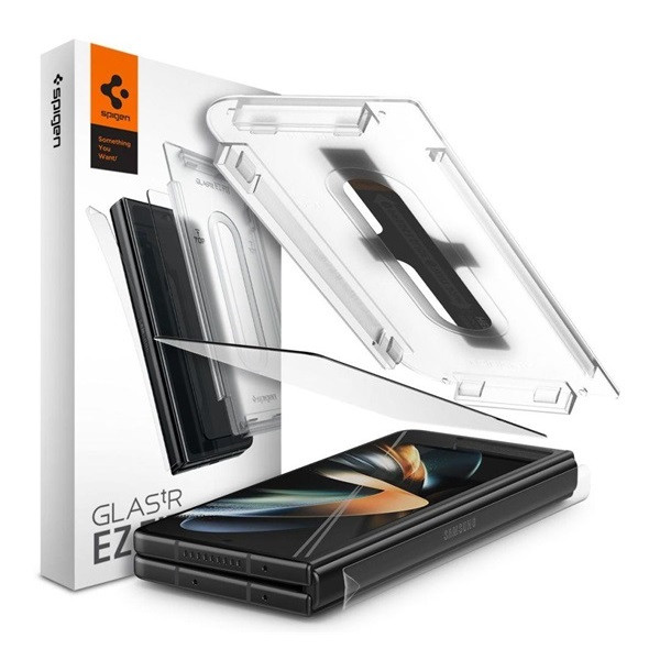 Samsung Galaxy Z Fold4 5G SM-F936B, Kijelzővédő fólia, ütésálló fólia (az íves részre is!), Tempered Glass (edzett üveg), Full Cover, Spigen Ez Fit, Clear akciós termékkép 1