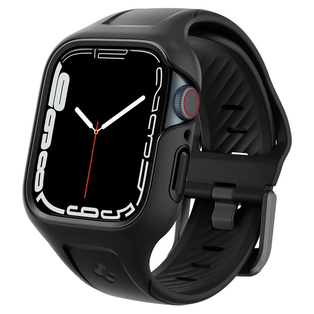 Apple Watch 7-8 (45mm), Szilikon védőkeret és szíj, Spigen Liquid Air Pro, fekete akciós termékkép 1