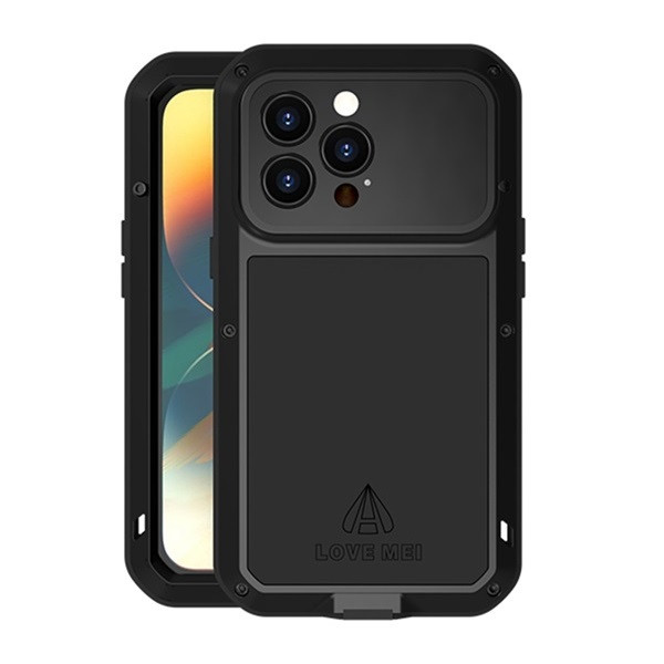 Apple iPhone 14 Pro, Szilikon tok, Love Mei Powerful Defender, ütésálló, fekete akciós termékkép 1