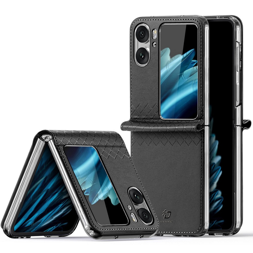 Oppo Find N2 Flip, Műanyag hátlap védőtok, bőr hátlap, Dux Ducis Bril, fekete akciós termékkép 1