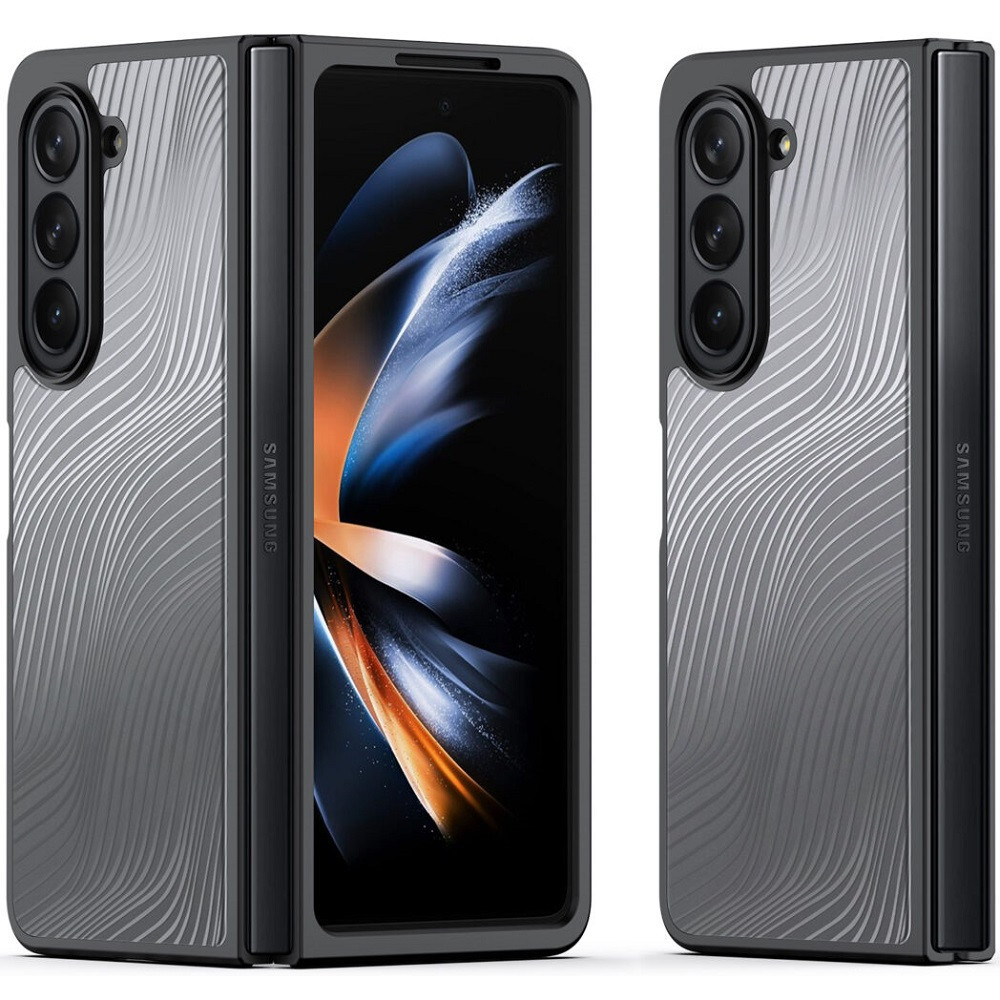 Samsung Galaxy Z Fold5 SM-F946B, Műanyag hátlap védőtok + szilikon keret, hullám minta, Dux Ducis Aimo, áttetsző/fekete akciós termékkép 1
