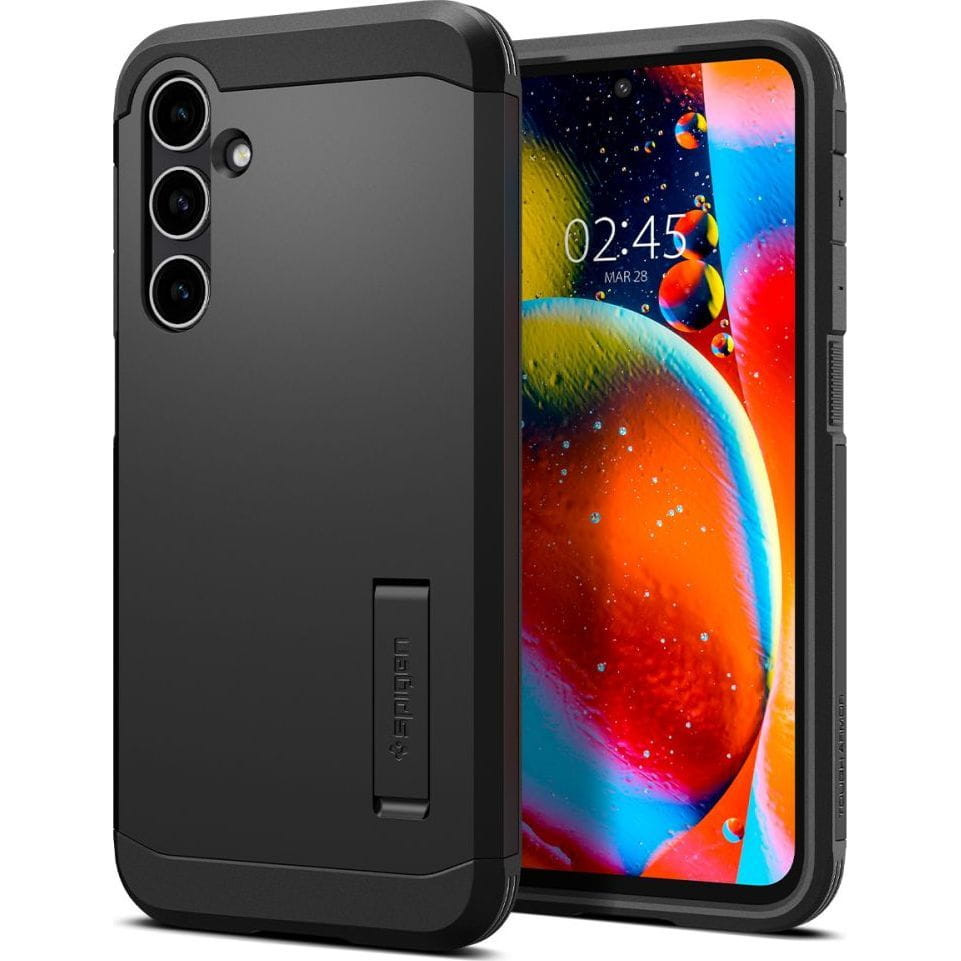 Samsung Galaxy S23 FE SM-S711, Szilikon tok + műanyag hátlap, kitámasztóval, Spigen Tough Armor, fekete akciós termékkép 1