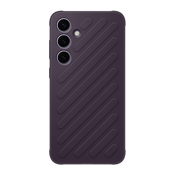 Samsung Galaxy S24 SM-S921, Műanyag hátlap, közepesen ütésálló, domború csíkos minta, Samsung Shield Case, sötétlila, gyári akciós termékkép 1