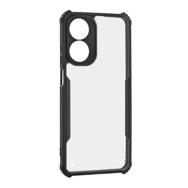 Oppo A78 4G, Szilikon tok, közepesen ütésálló, légpárnás sarok, akril hátlap, Anti-Drop Case, átlátszó/fekete akciós termékkép 1