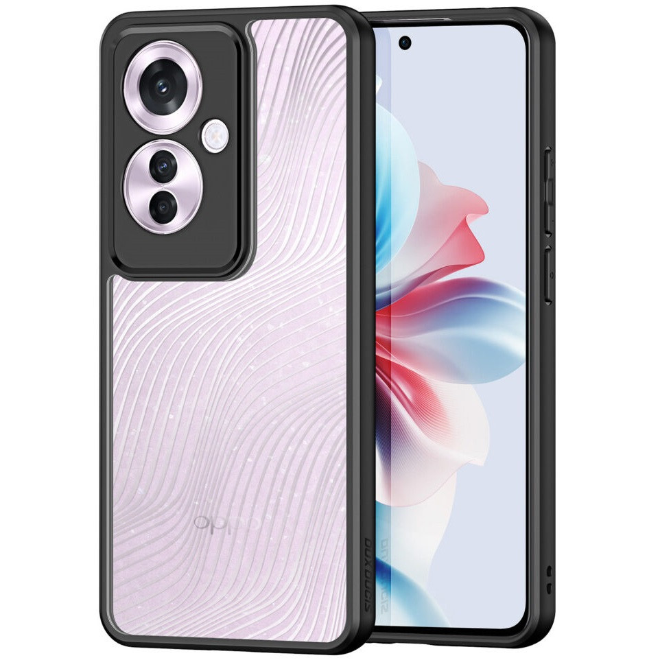 Oppo Reno11 F, Műanyag hátlap védőtok + szilikon keret, hullám minta, Dux Ducis Aimo, áttetsző/fekete akciós termékkép 1